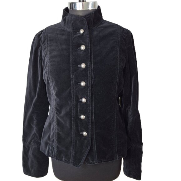 Oasis Gothic Military Edwardian Velvet Velour Holiday Party Jacket Blazer Sz L - Picture 1 of 15